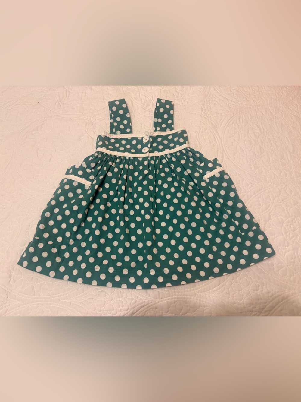 Vintage Cottontail Originals Green Polka Dot Dress- Size 2T